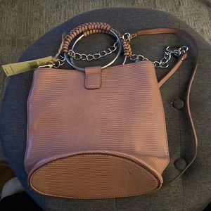 Mauve lizard collection 18 purse detachable shoulder strap chain with leather